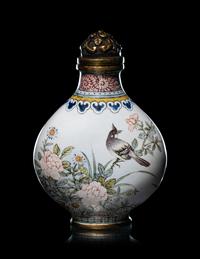 A Set of Six Peking Enamel on Copper Snuff Bottles