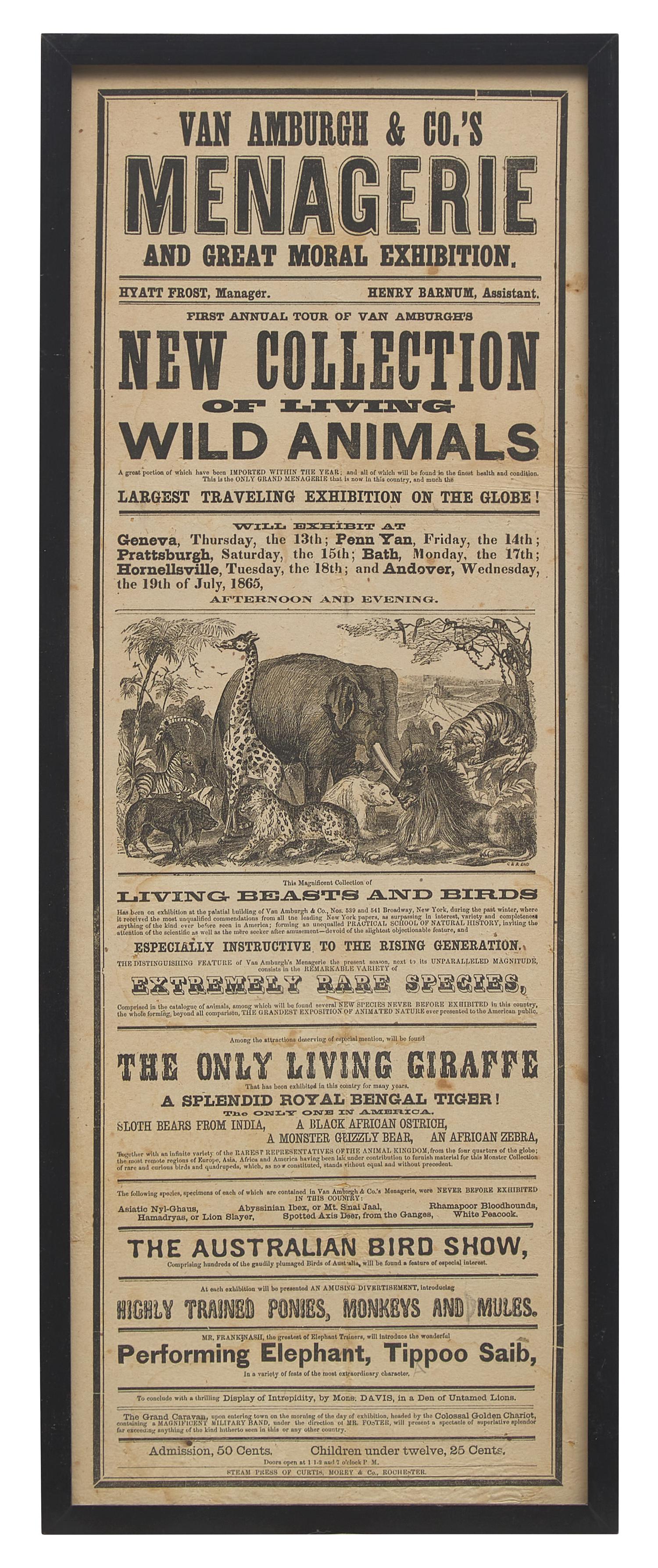 [Circus] [Van Amburgh, Isaac A.] Van Amburgh & Co.'s Menagerie and Great Moral Exhibition