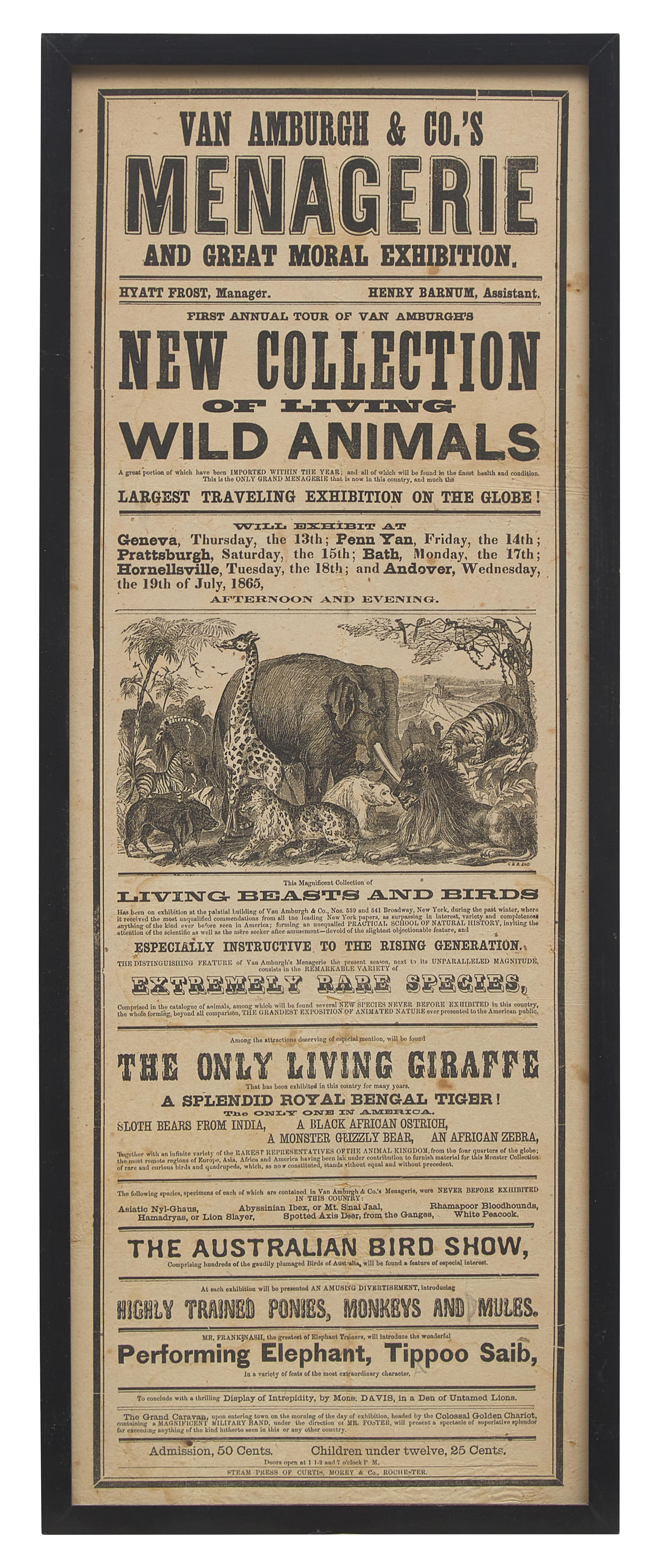 [Circus] [Van Amburgh, Isaac A.] Van Amburgh & Co.'s Menagerie and Great Moral Exhibition