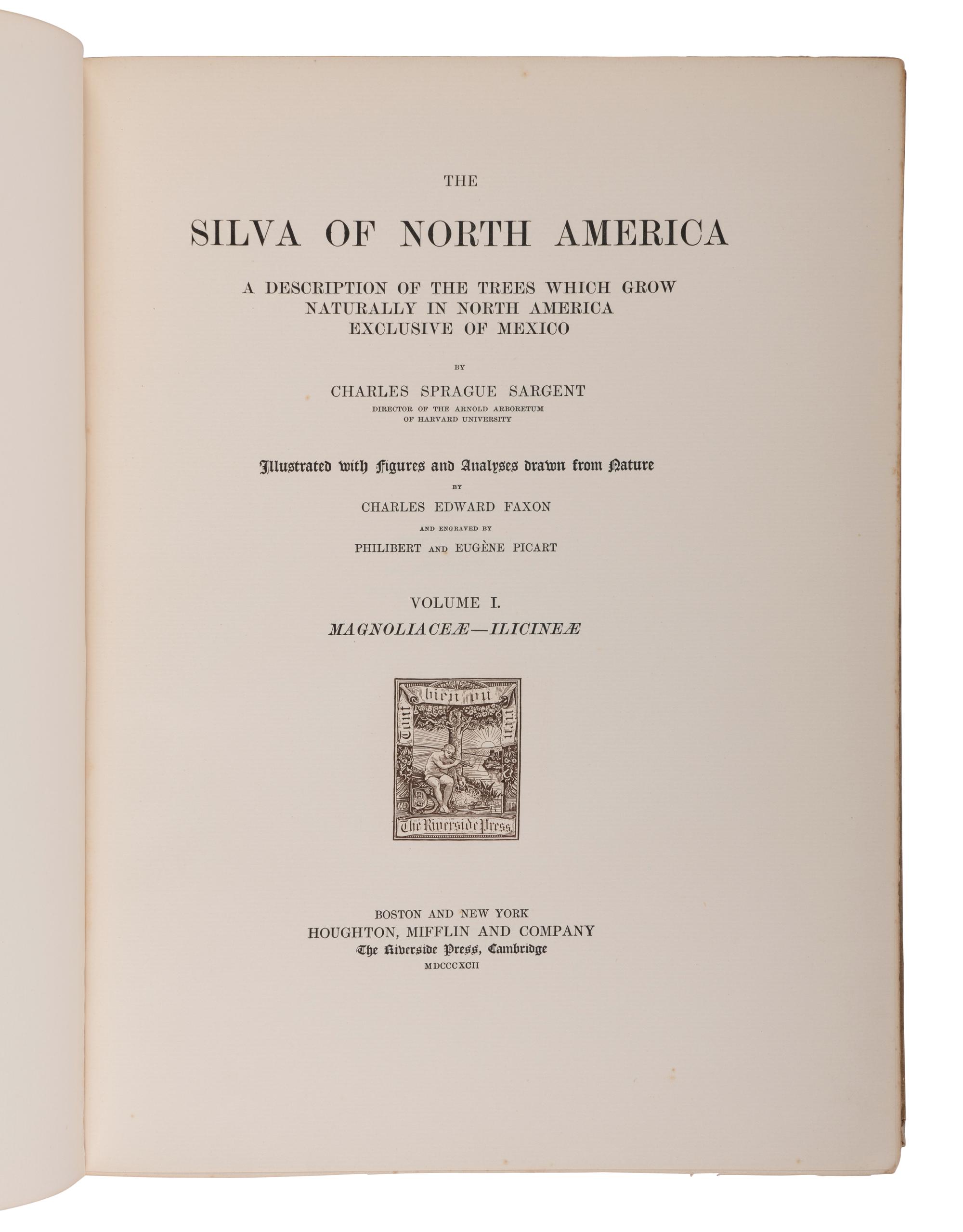 [NATURAL HISTORY]. SARGENT, Charles Sprague (1841-1927). The Silva of North America. Boston and New York: Houghton Mifflin Company, 1892-1902.