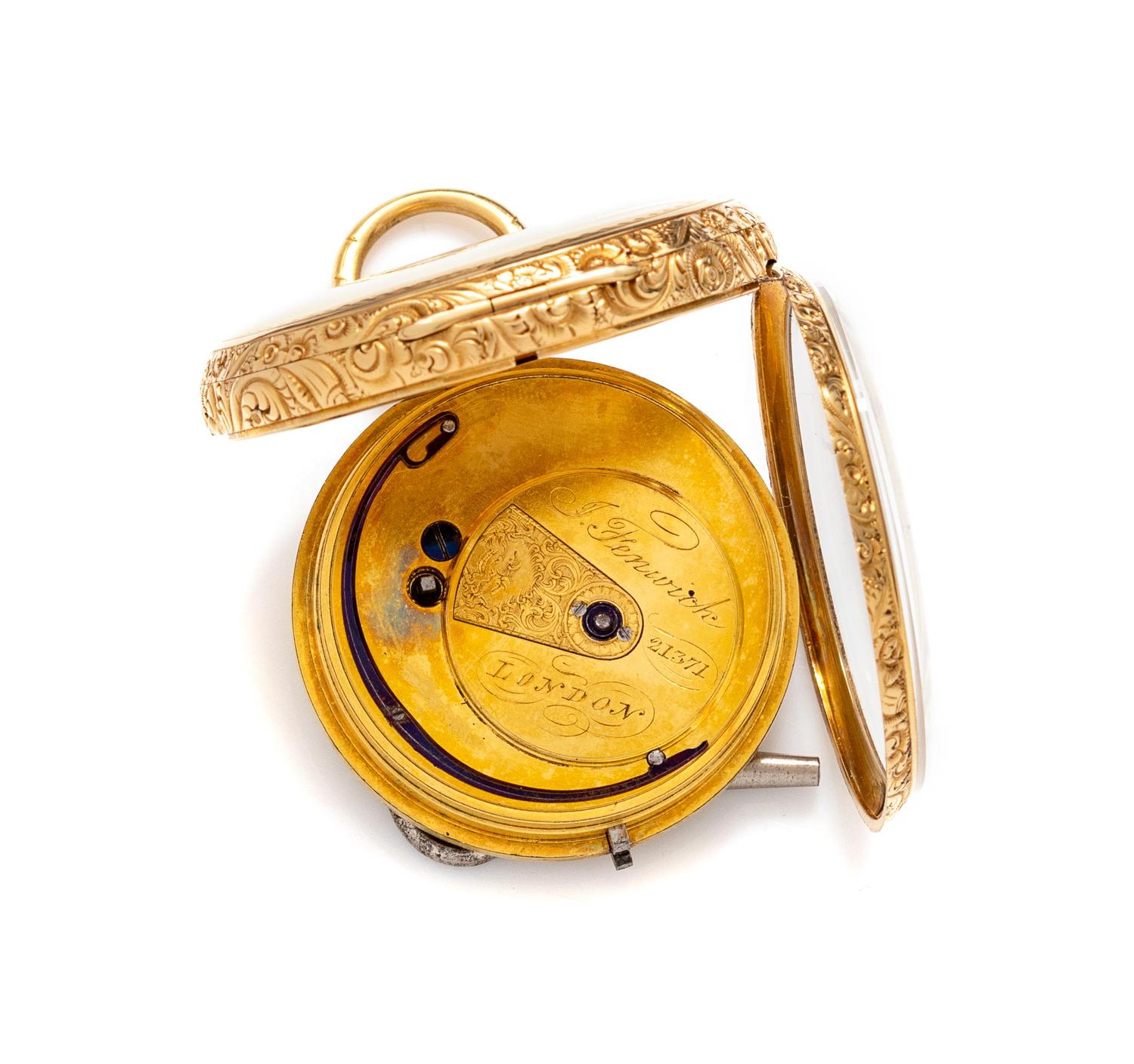 J. Fenwick, London, Yellow Gold Open Face Pocket Watch