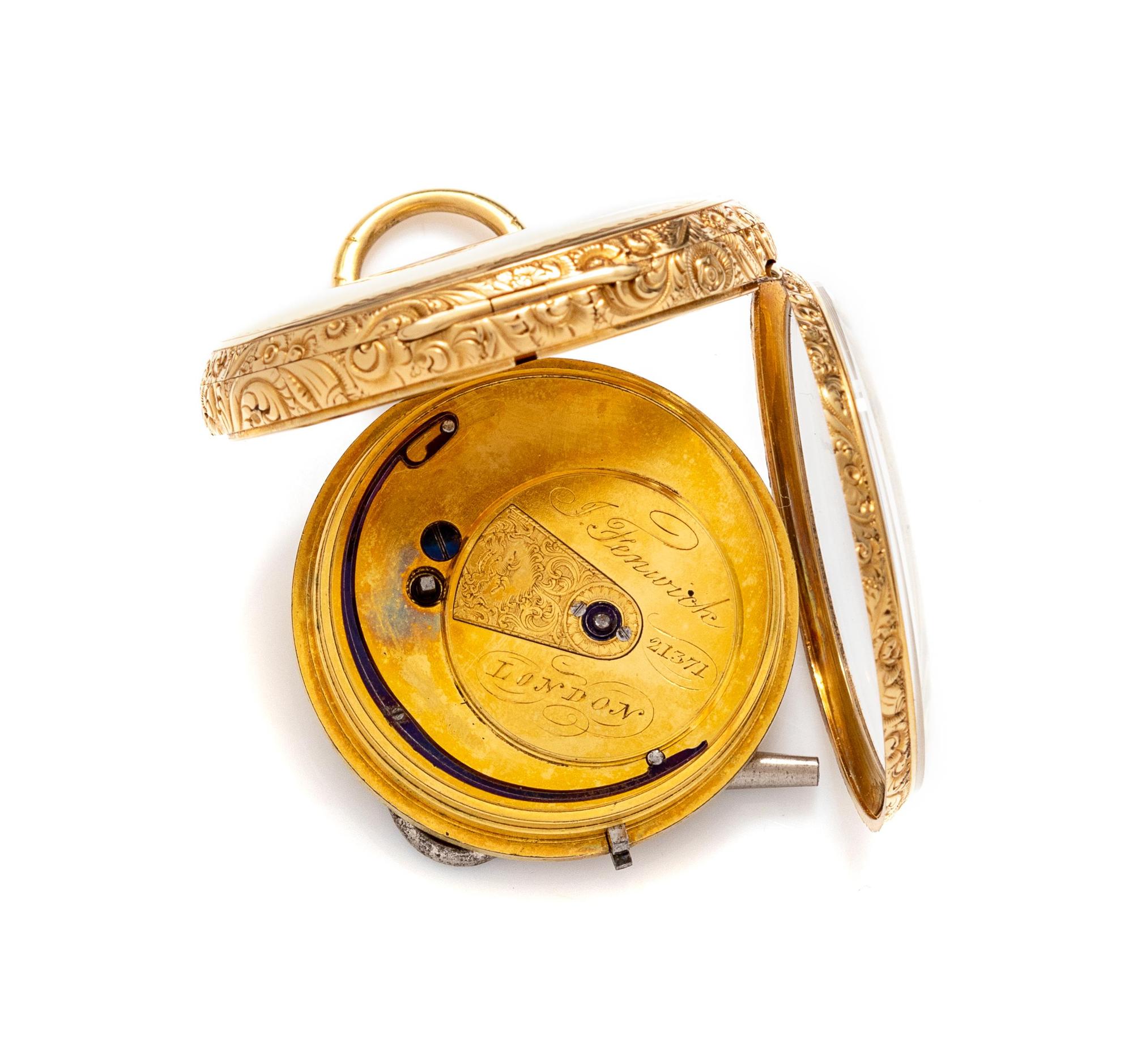 J. Fenwick, London, Yellow Gold Open Face Pocket Watch