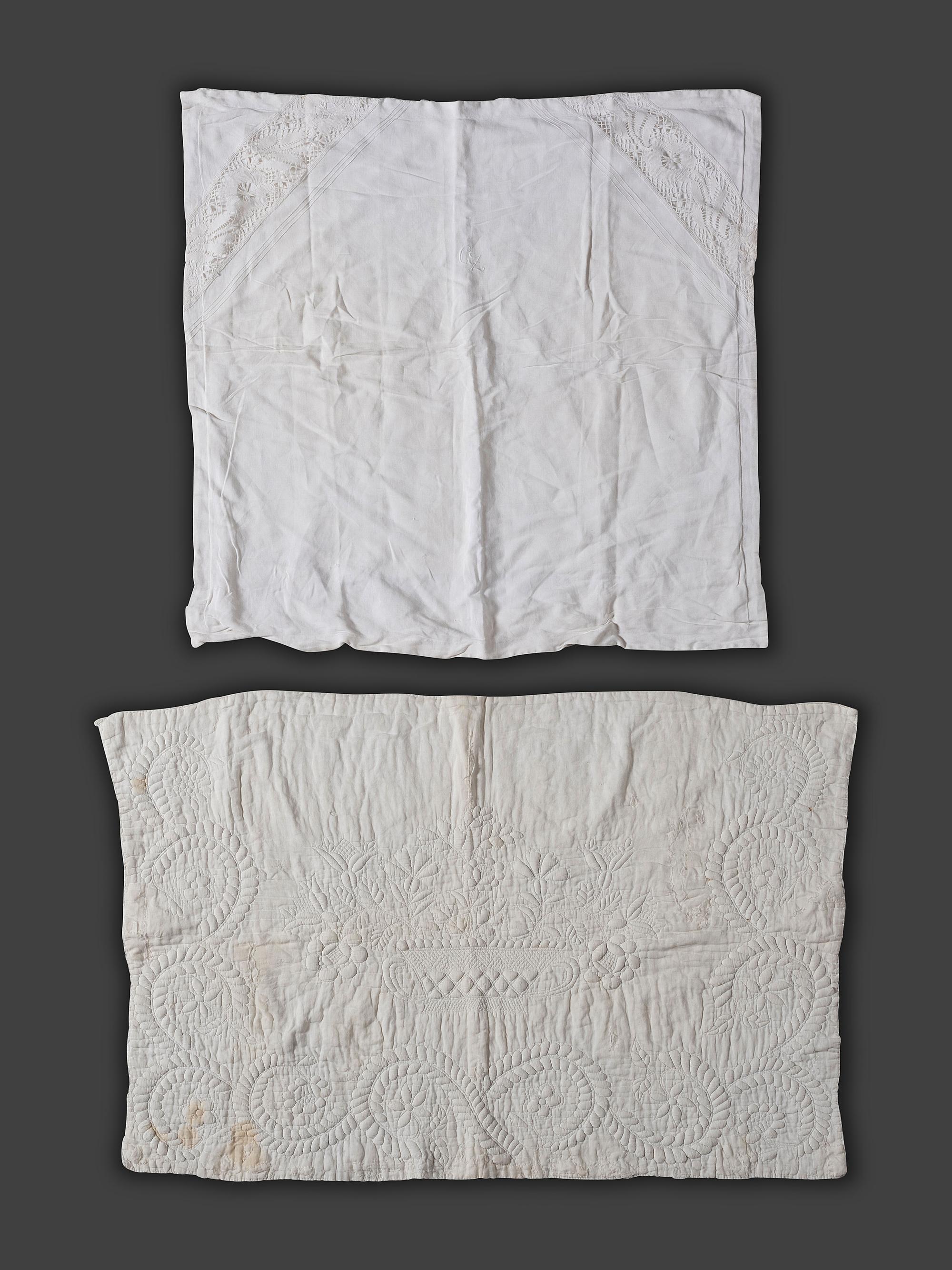 Six Trapunto and Whitework Embroidered Cotton and Linen Textiles