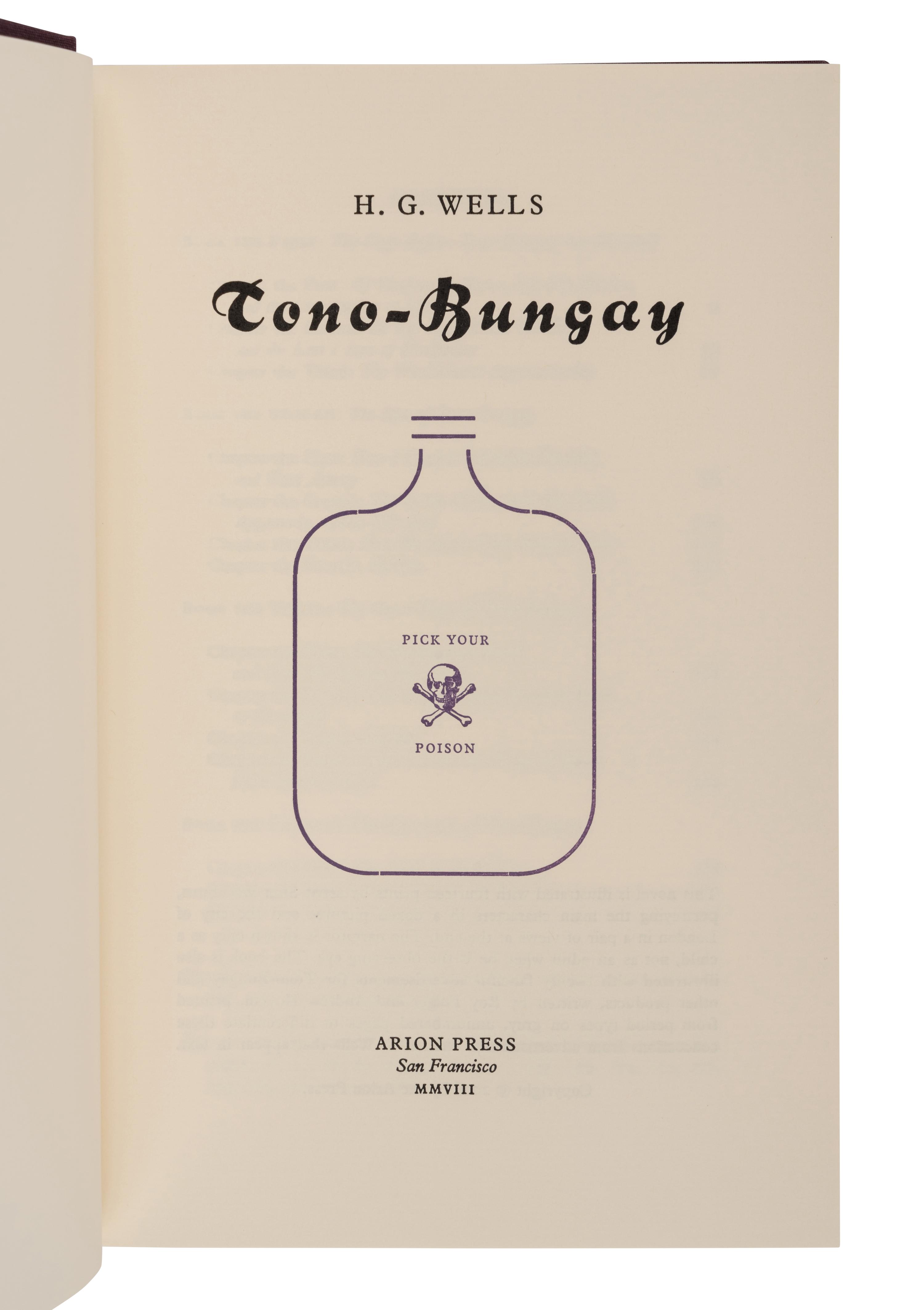 [ARION PRESS]. WELLS, H.G. (1866-1946). Tono Bungay. San Francisco: The Arion Press, 2008.
