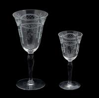 Eleven Miscellaneous Pieces of Wheel Cut Crystal Stemware Height of taller 7 3/8 inches. — 20TH CENTURY