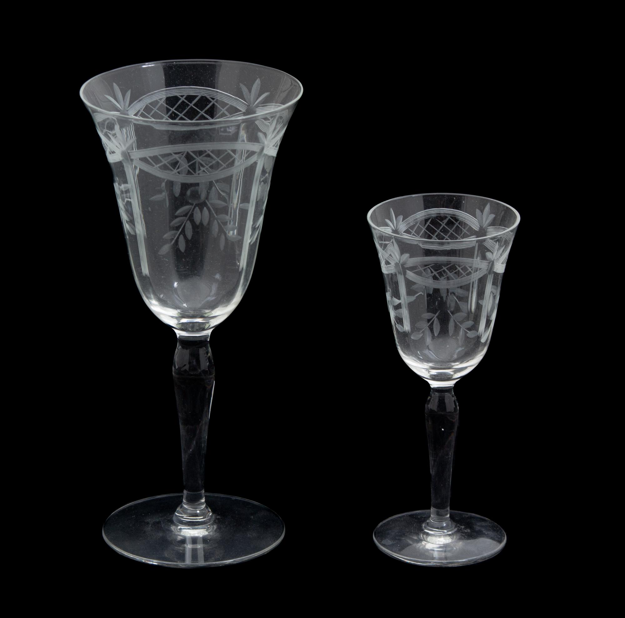 Eleven Miscellaneous Pieces of Wheel Cut Crystal Stemware Height of taller 7 3/8 inches. — 20TH CENTURY