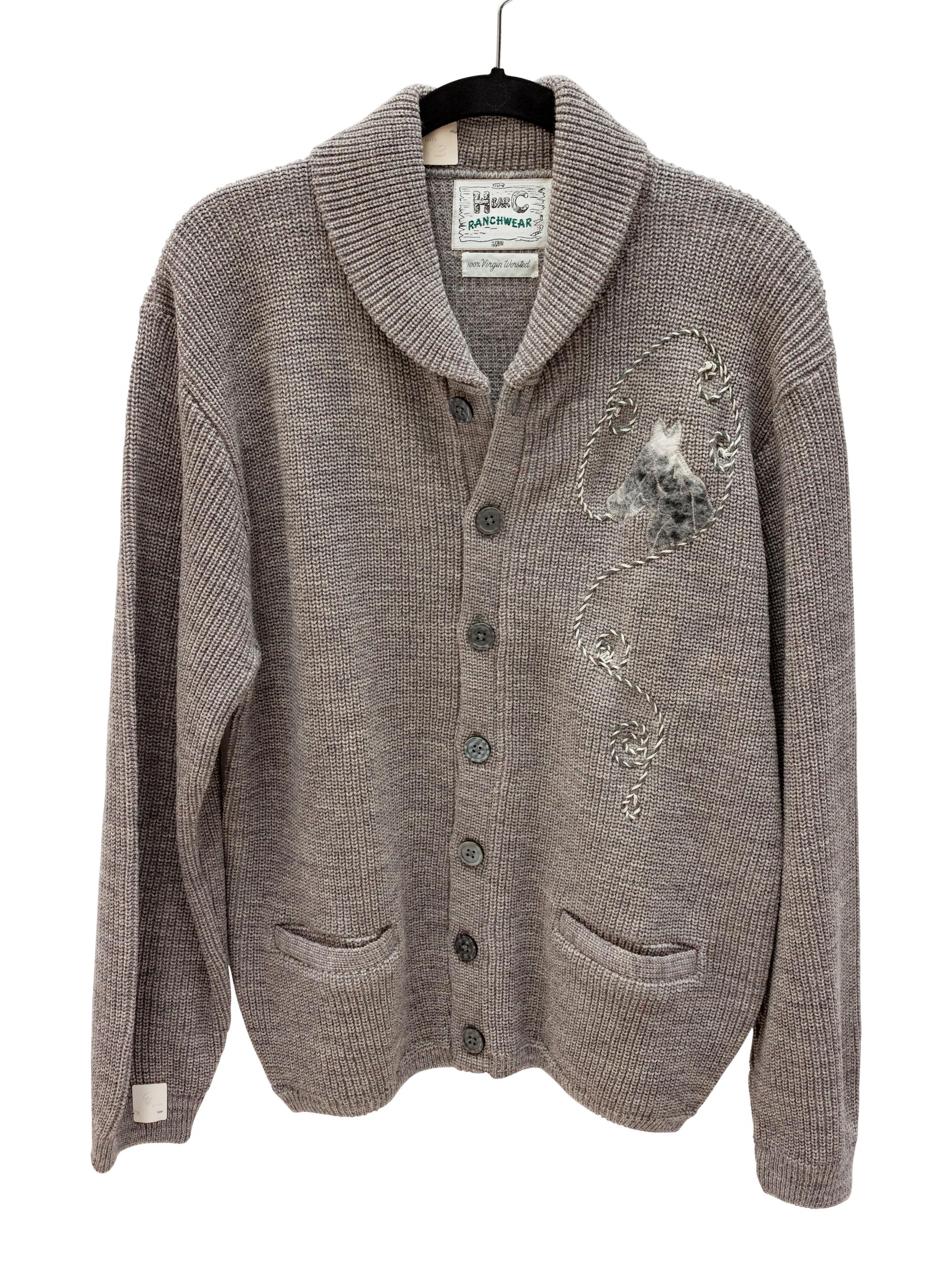 Five H Bar C Bronc-Shawl Wool Sweaters with horse and rope embellishments