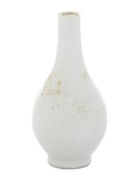 An Incised White Glazed Porcelain Bottle Vase