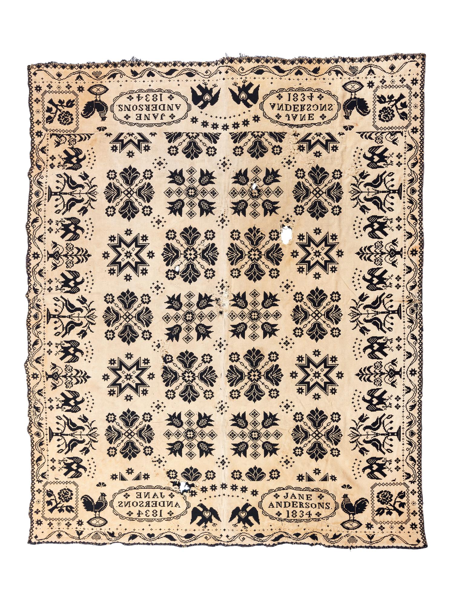 Four Jacquard Coverlets Including a George Washington Example