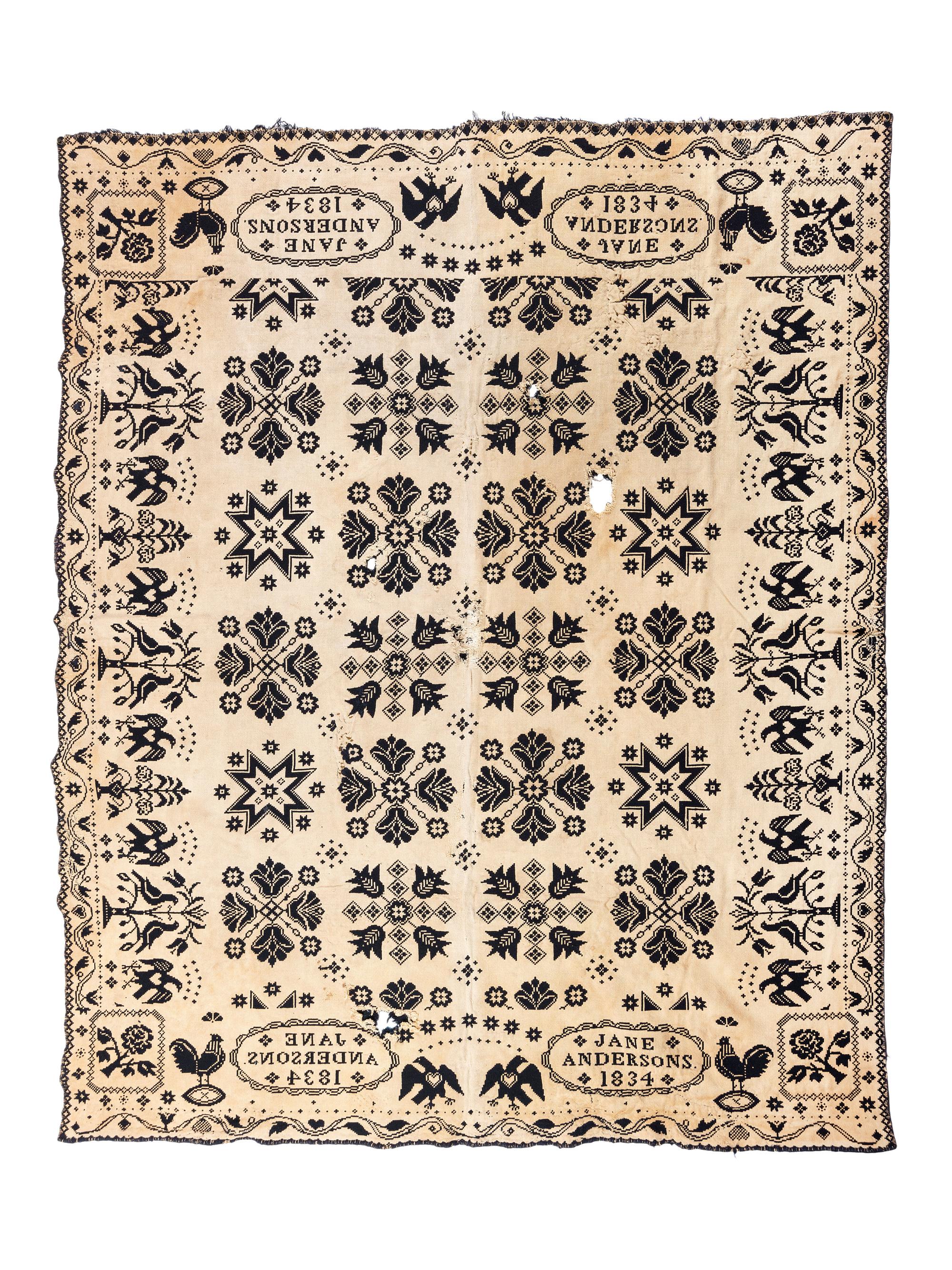 Four Jacquard Coverlets Including a George Washington Example