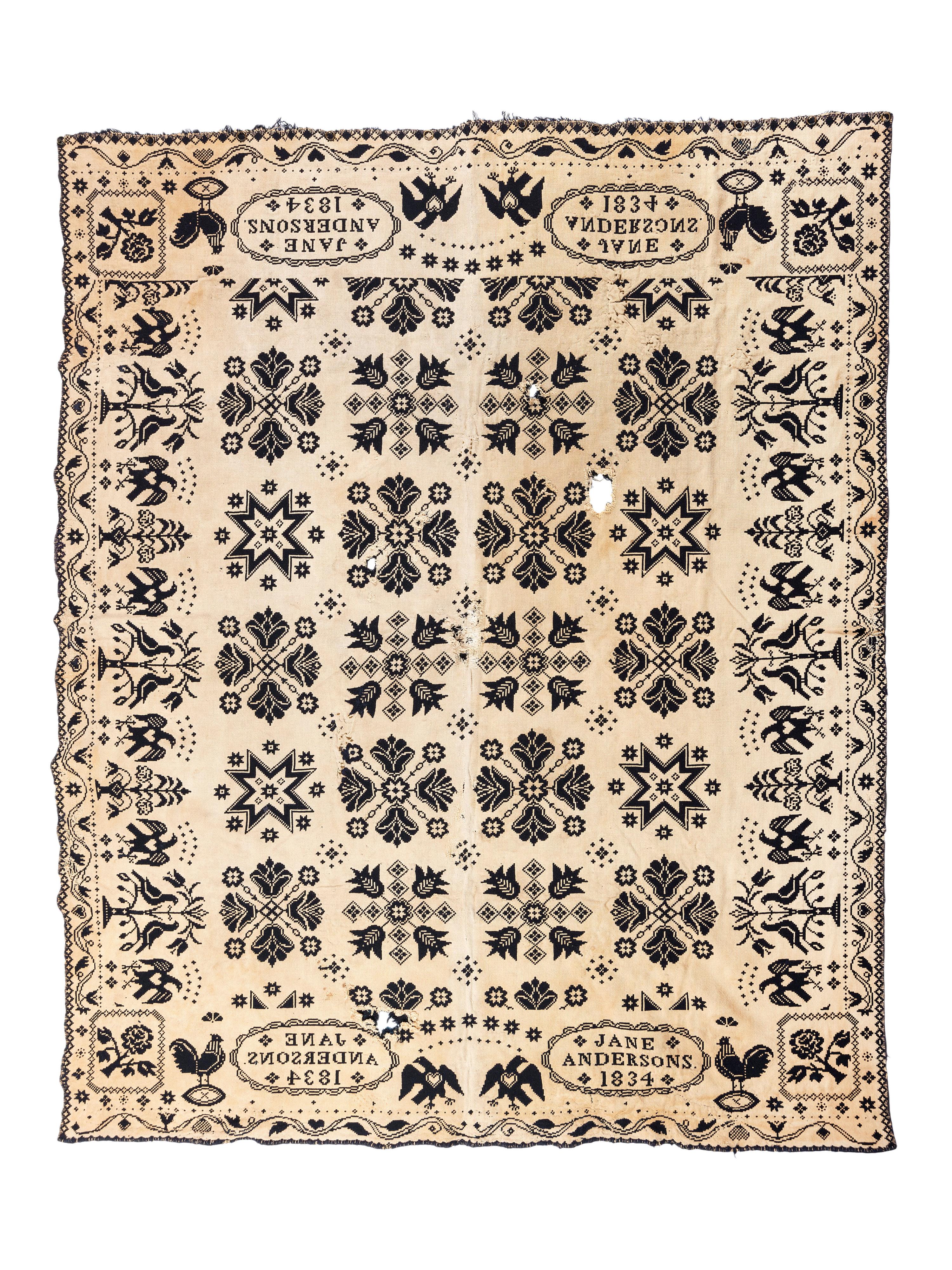 Four Jacquard Coverlets Including a George Washington Example