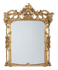 A Continental Louis XV-Style Carved Giltwood Mirror