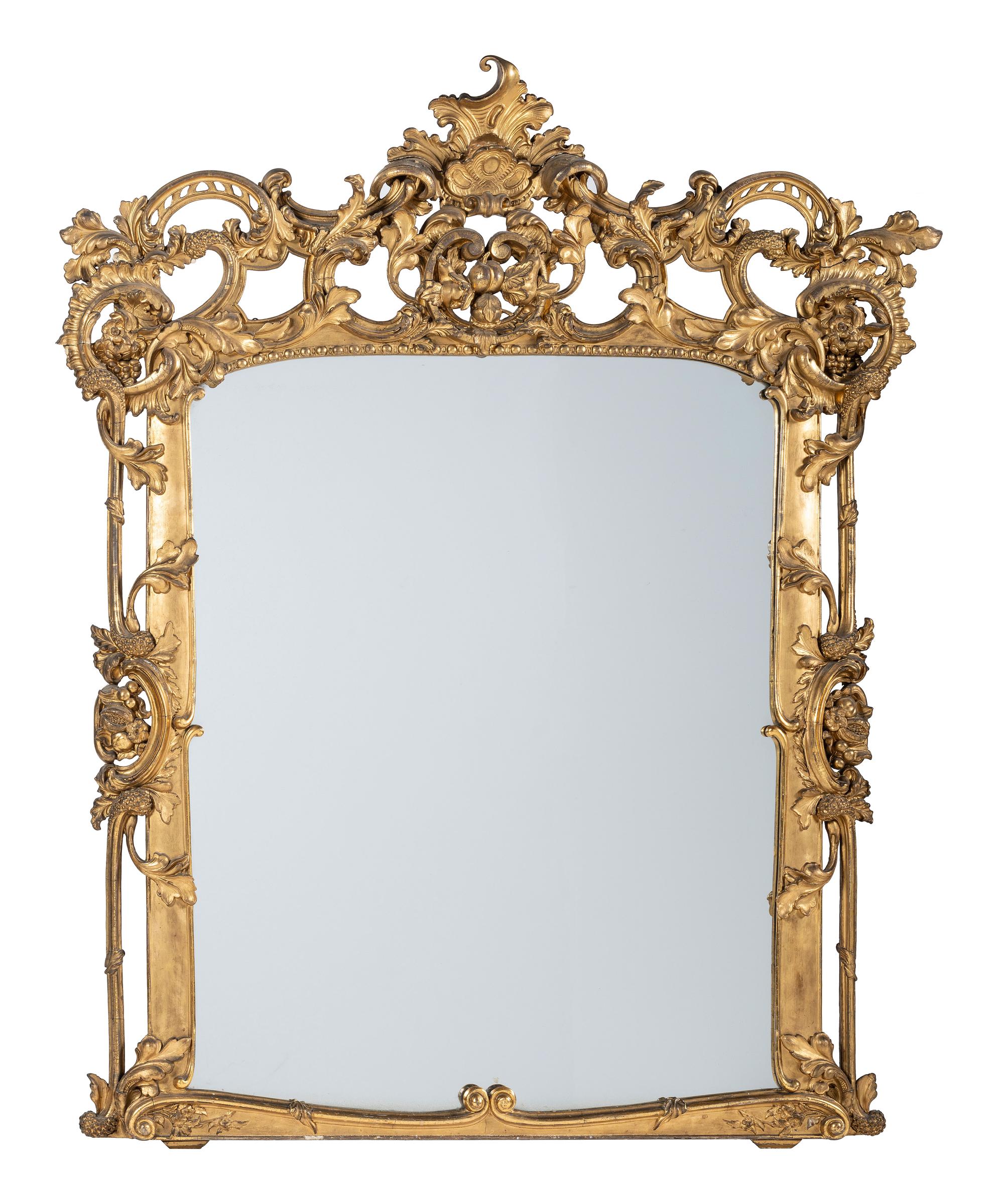 A Continental Louis XV-Style Carved Giltwood Mirror