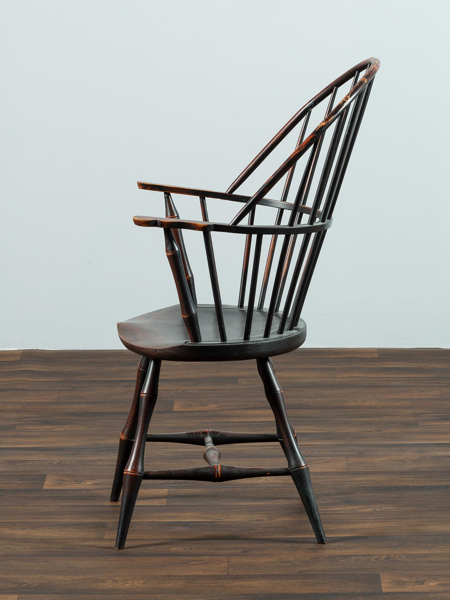 A David T. Smith Black Painted Sack-Back Windsor Armchair