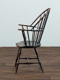 A David T. Smith Black Painted Sack-Back Windsor Armchair