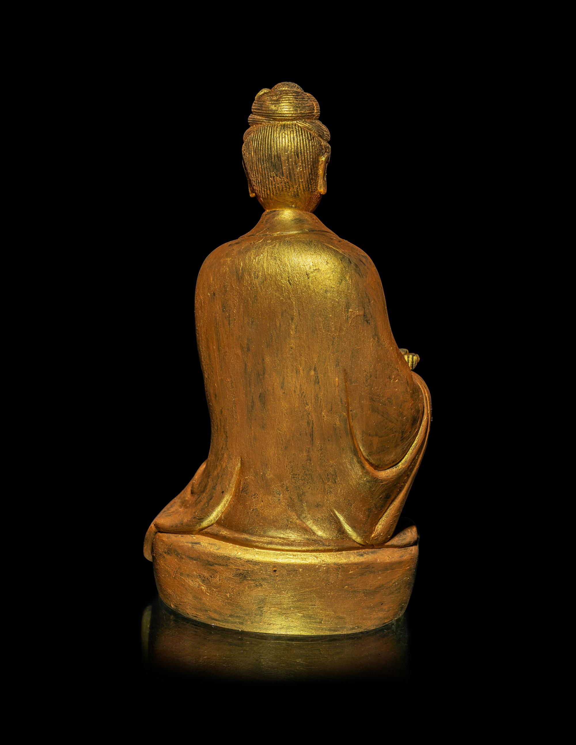 A Chinese Gilt Bronze Figure of Guanyin