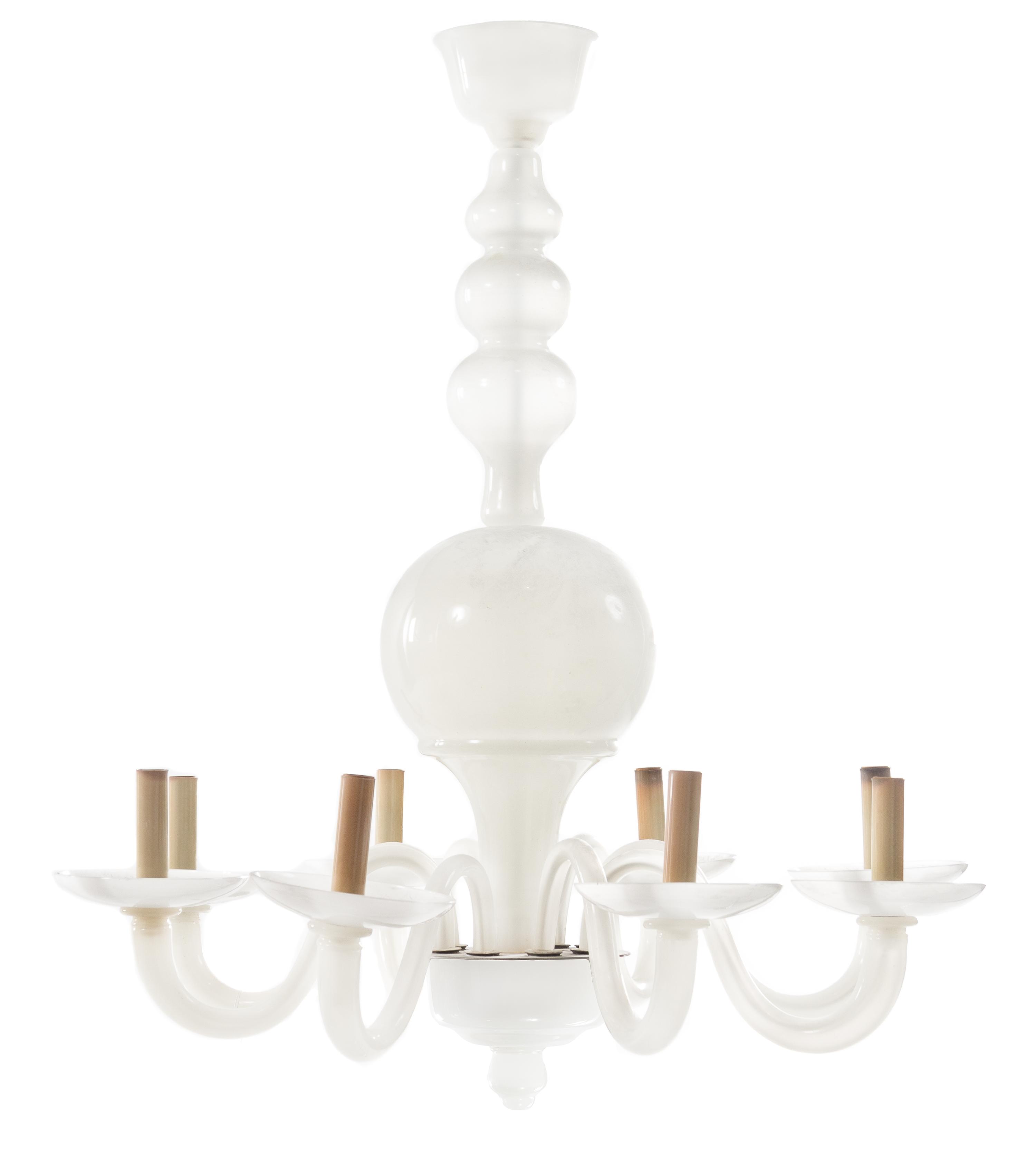 Venetian, SECOND HALF 20Th CENTURY, an eight-light glass chandelier