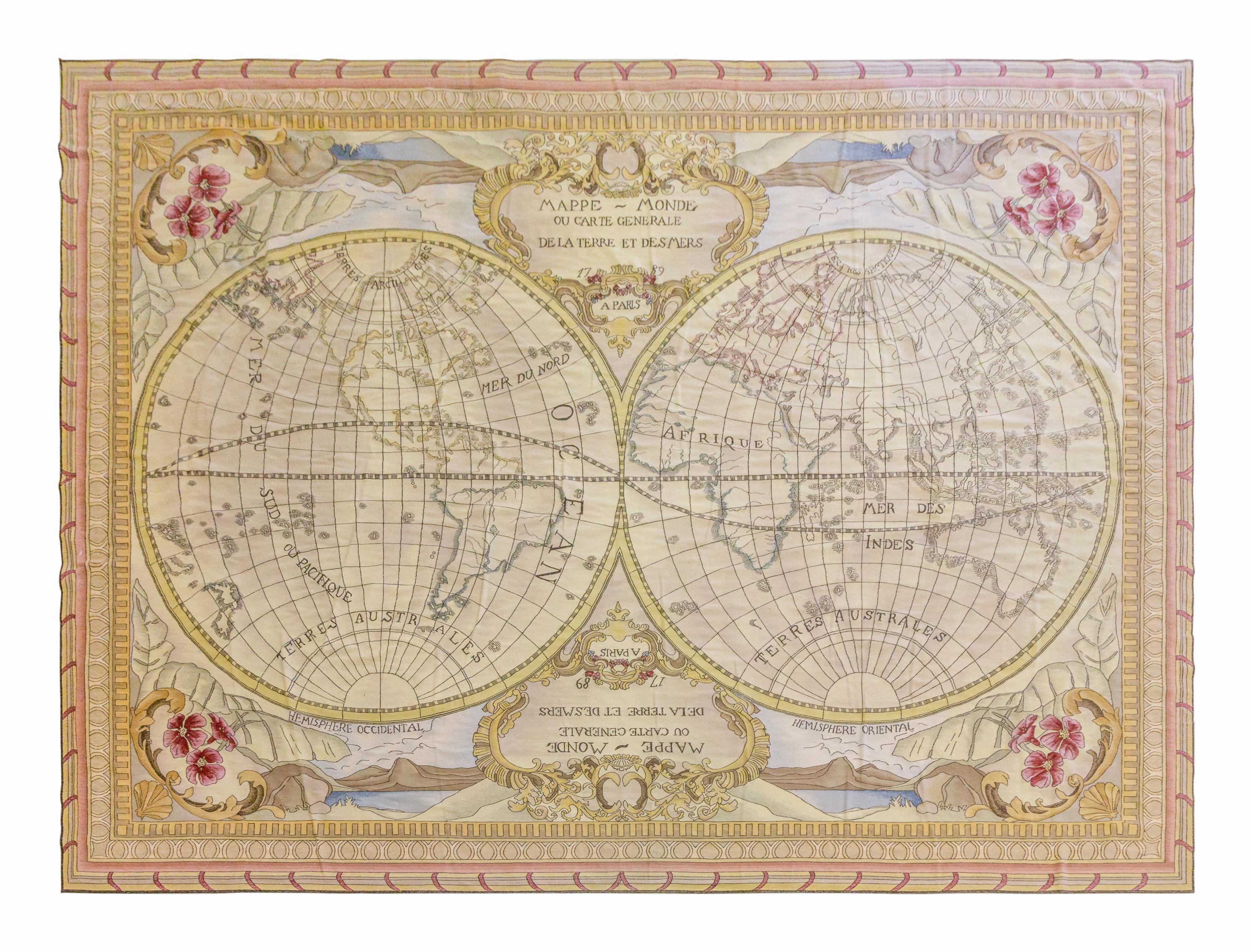 An Aubusson Style "Map Motif" Rug