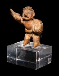 Two Colima Pottery Figures and a Whistle