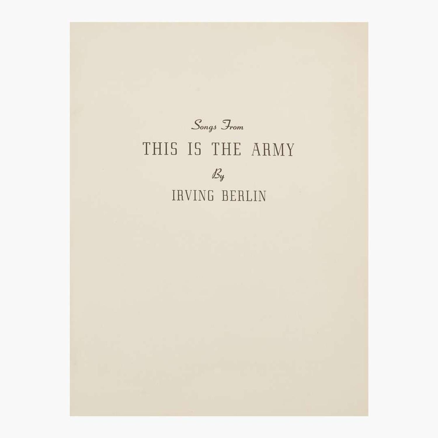 [Music] Berlin, Irving Presentation Copy of "Songs From This is the Army"