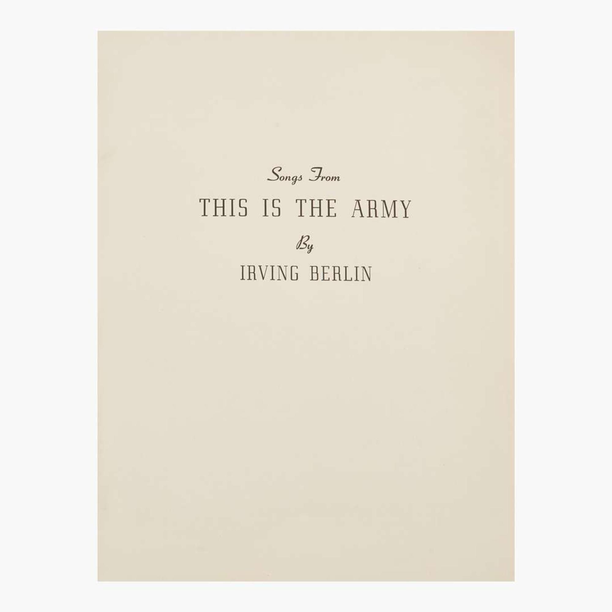 [Music] Berlin, Irving Presentation Copy of "Songs From This is the Army"
