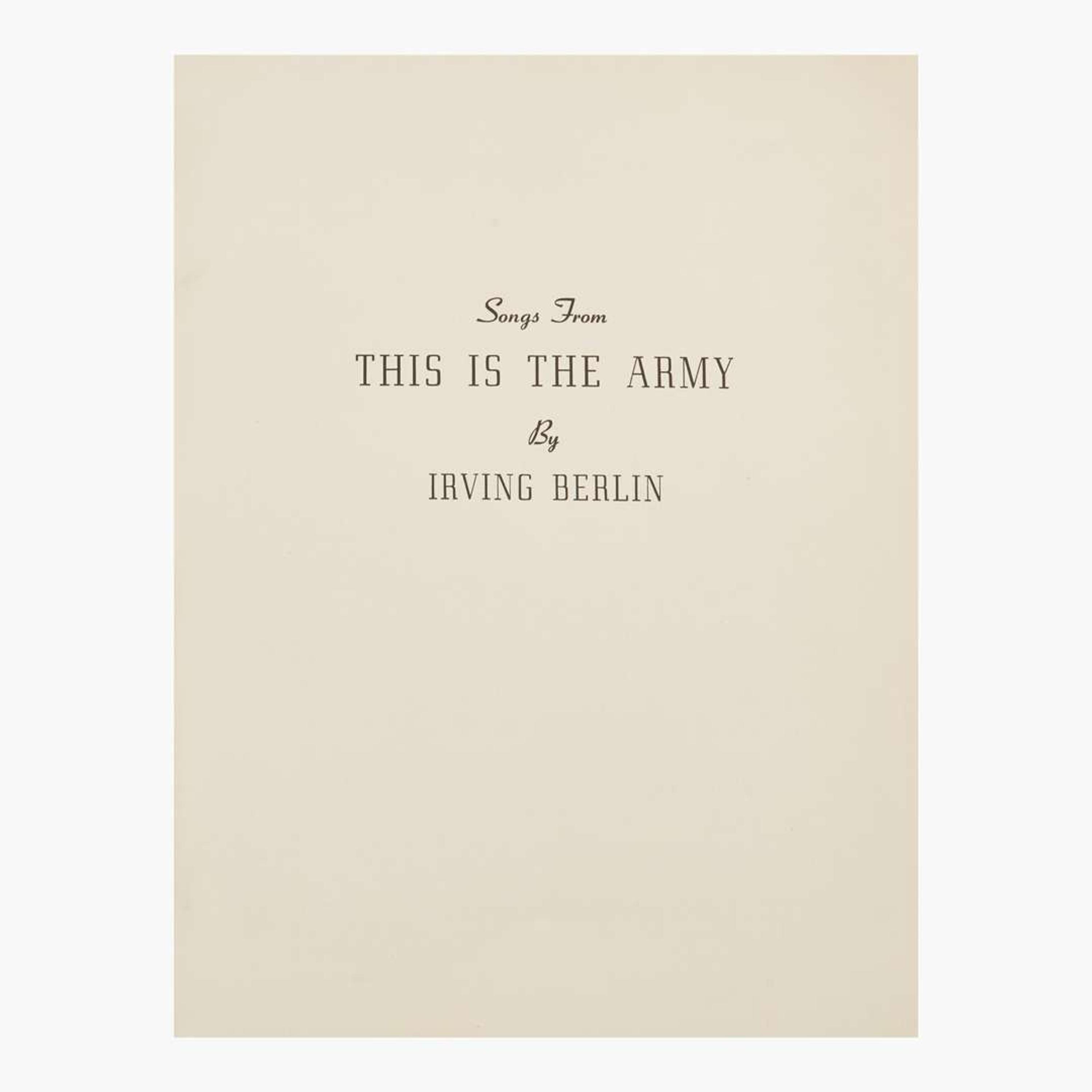 [Music] Berlin, Irving Presentation Copy of "Songs From This is the Army"