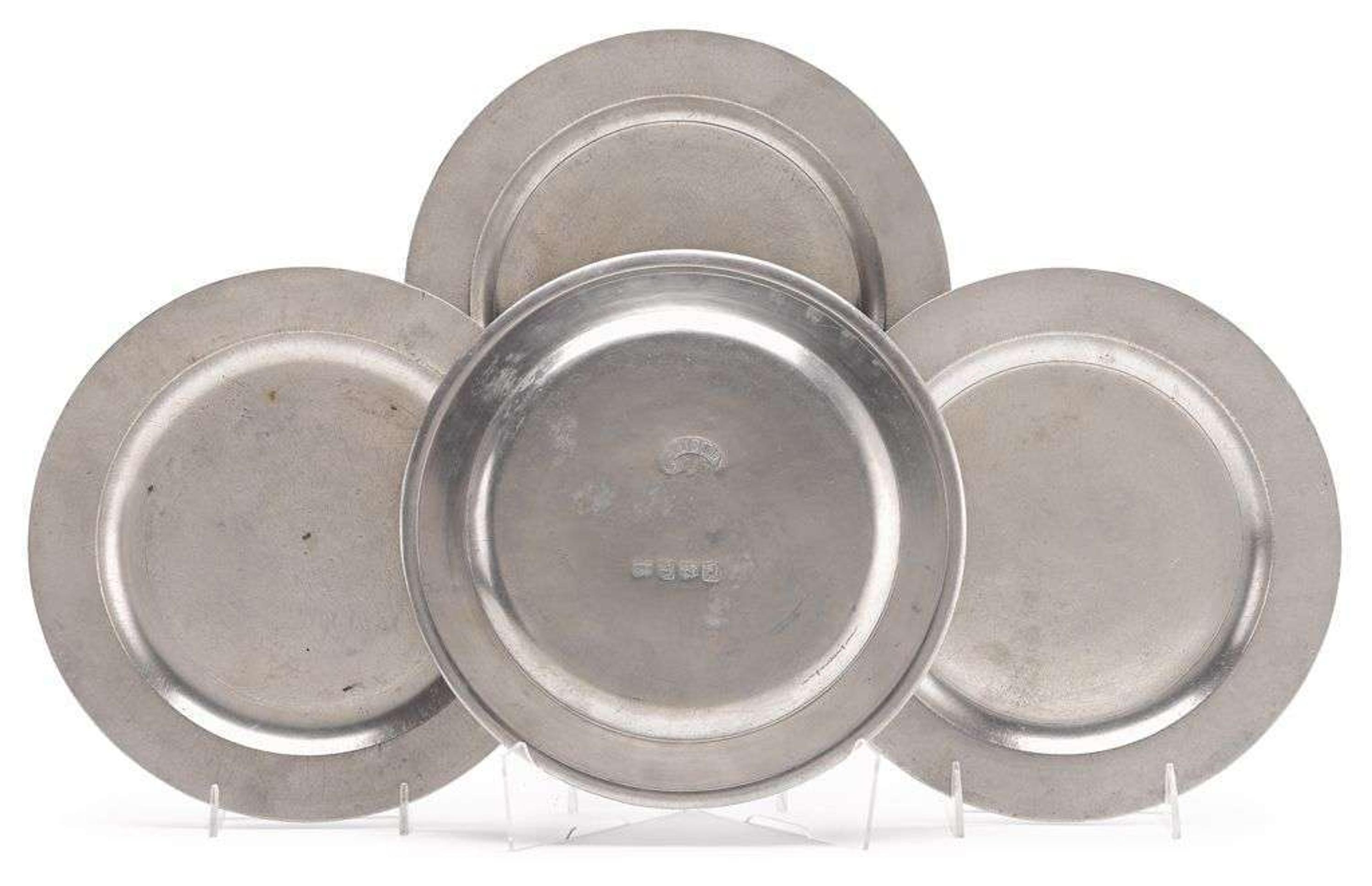 Four pewter plates nathaniel austin (active 1763-1800), charlestown, ma, late 18th century