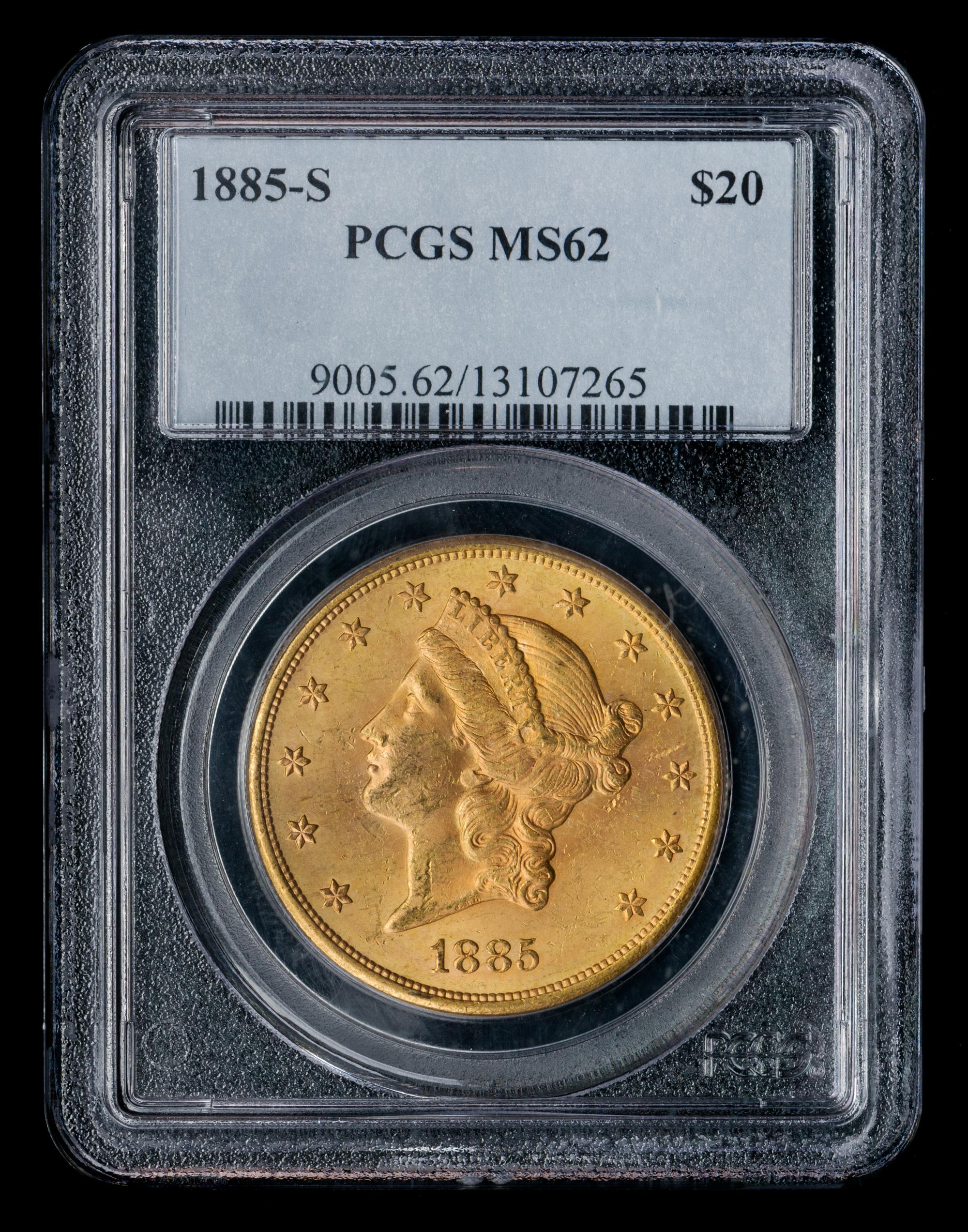 A United States 1885-S Liberty Head $20 Gold Coin