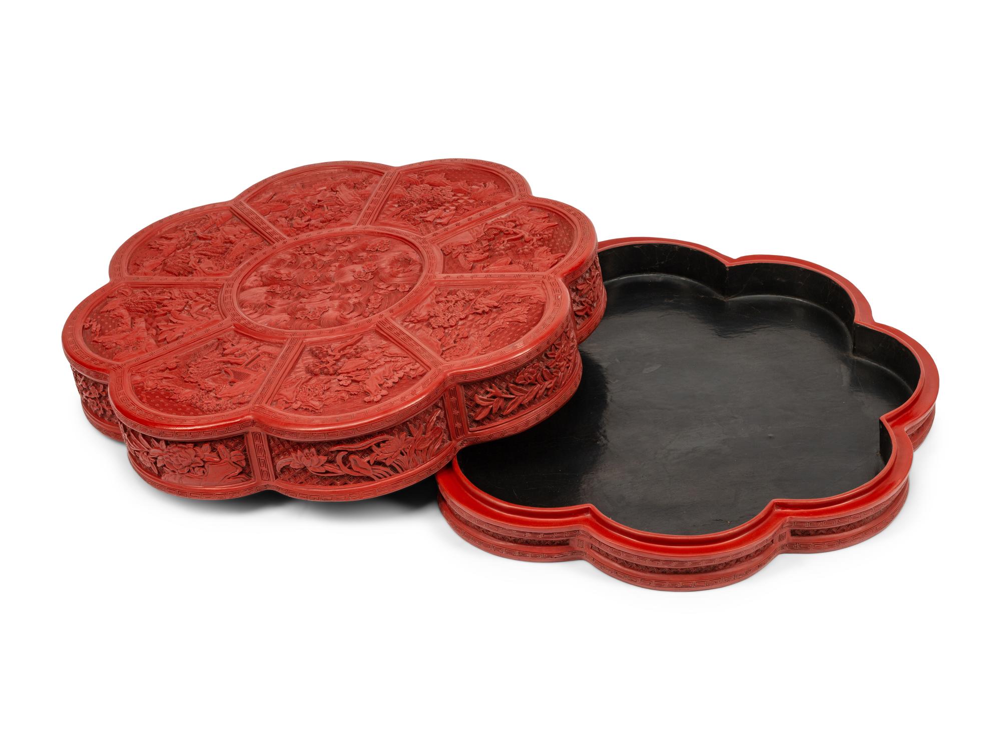 A Chinese Export Carved Red Lacquer Box
