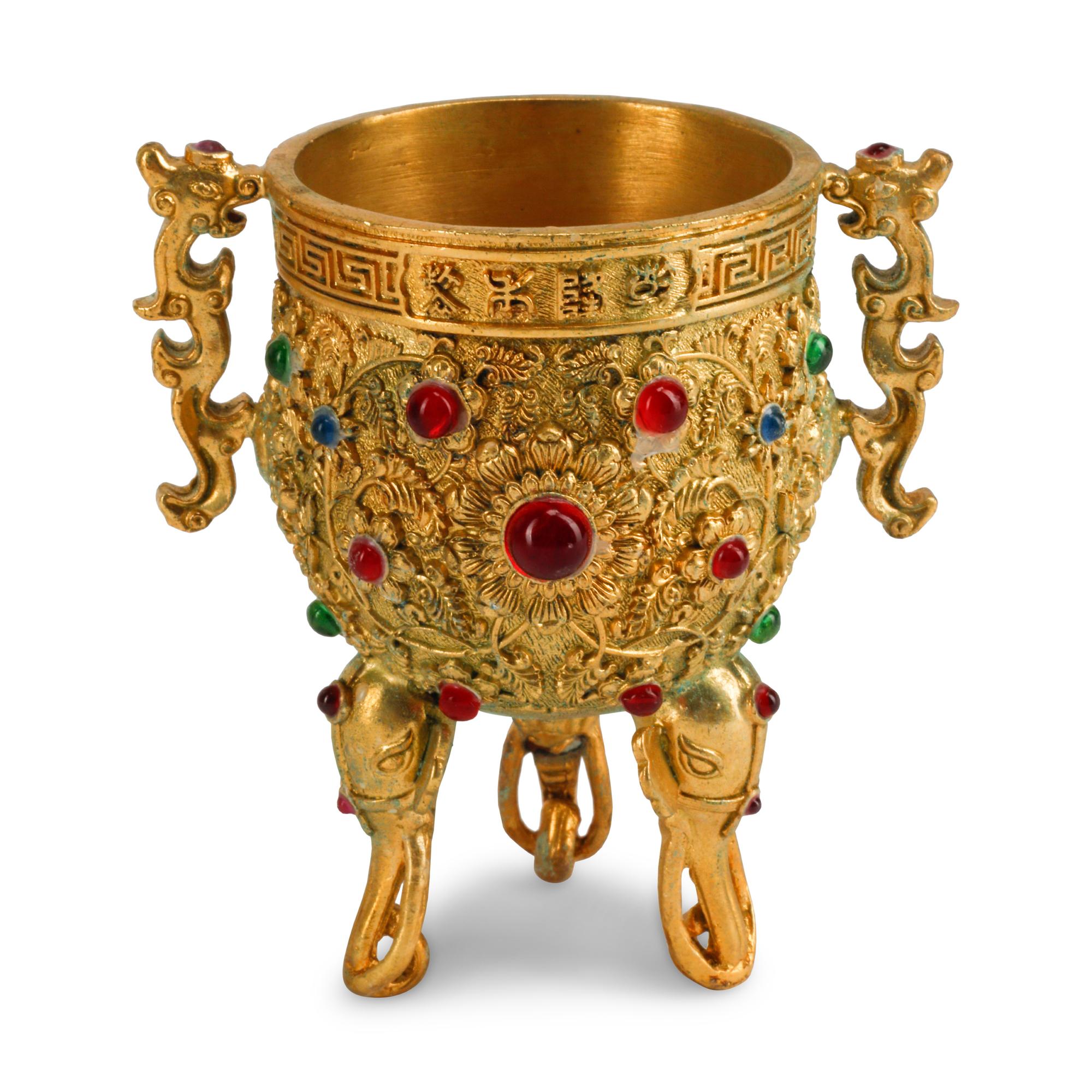 A Set of Twelve Jeweled Gilt Bronze Cups