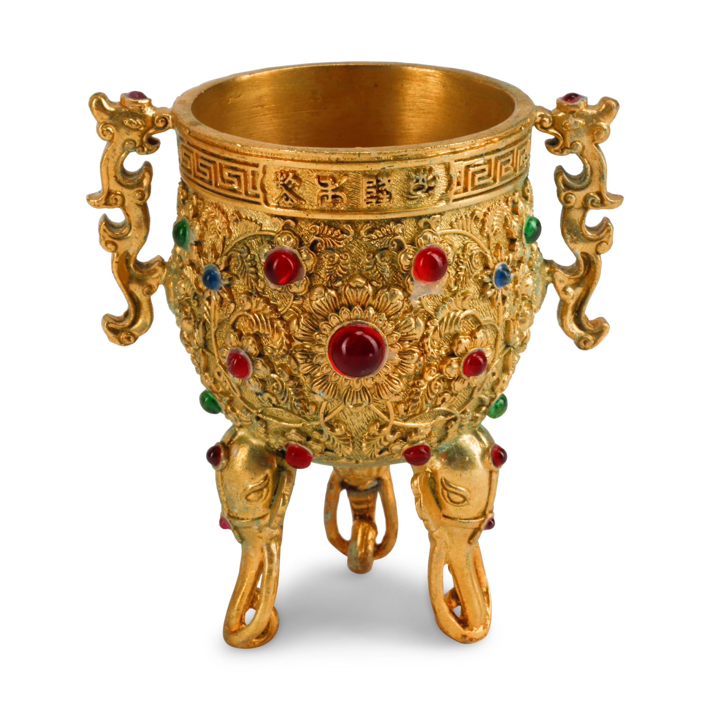 A Set of Twelve Jeweled Gilt Bronze Cups
