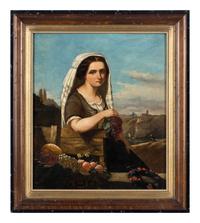 Woman with Grapes in a Landscape