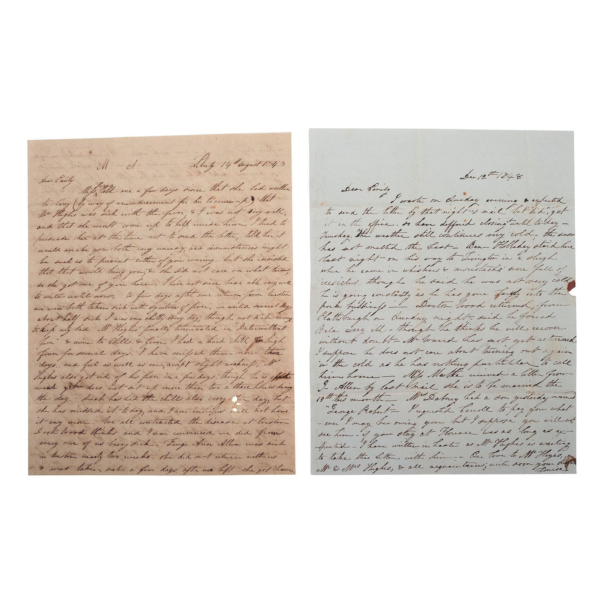 [OUTLAWS & LAWMEN]. A group of 4 items, highlighted by: RALSTON, Sam (1809-1899). Autograph letter signed ("Sam Ralston") to son-in-law, Frank James. Independence, MO, 8 April 1883. 2 pages, 7 3/4 x 12 1/2 in.