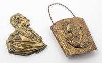 A Bronze Wall Applique and a Gilt Metal Wall Basket Height of applique 7 1/2 inches.