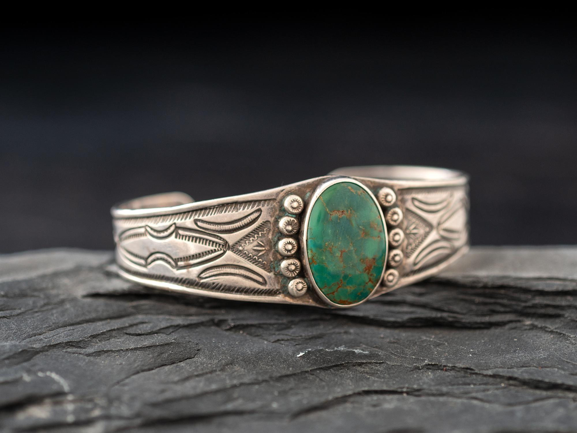 Navajo Silver and Turquoise Cuff Bracelet