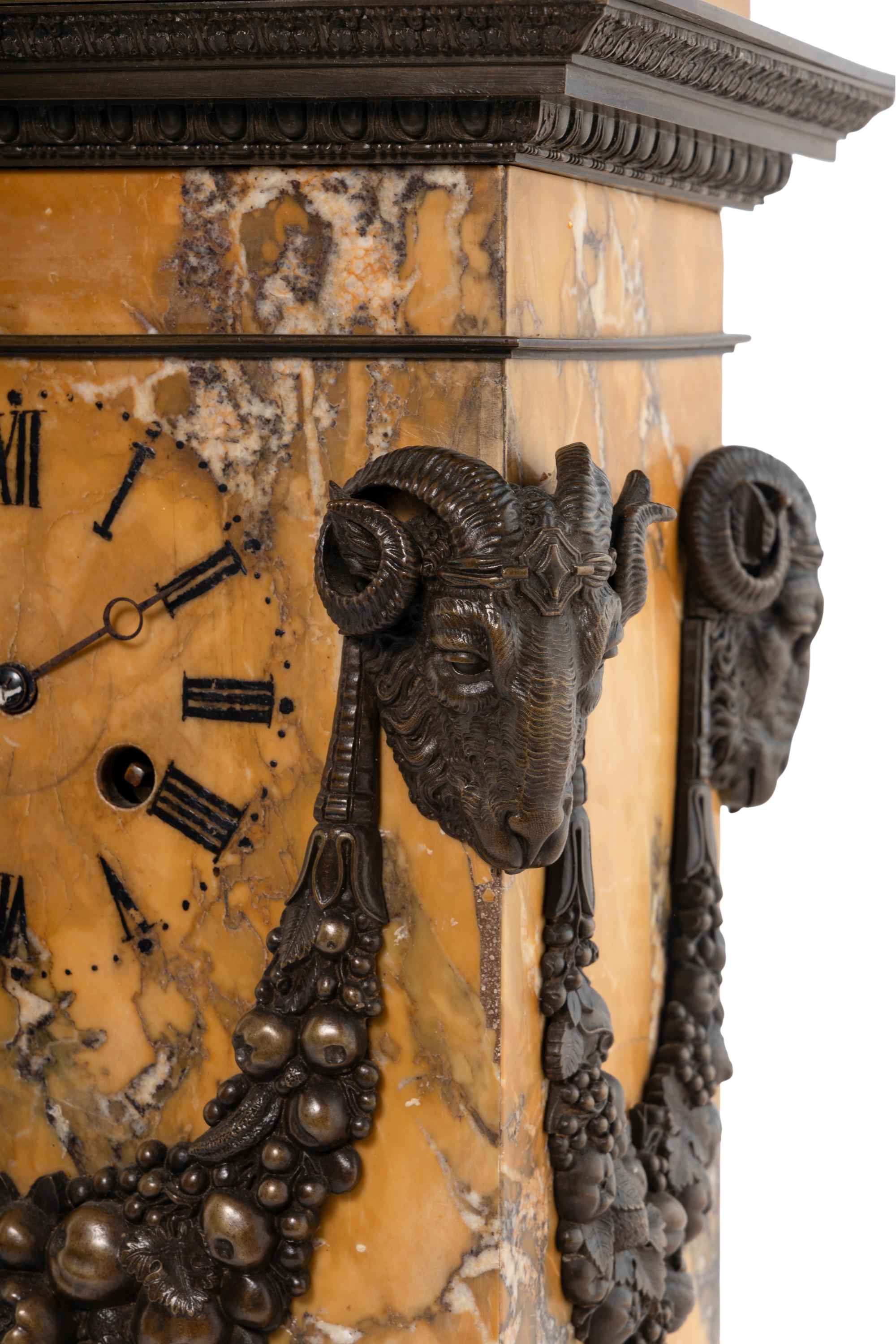 A Restauration Bronze Mounted Marble Clock
