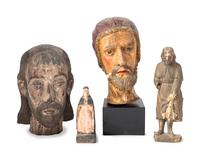 Four Continental Carved and Painted Wood Articles