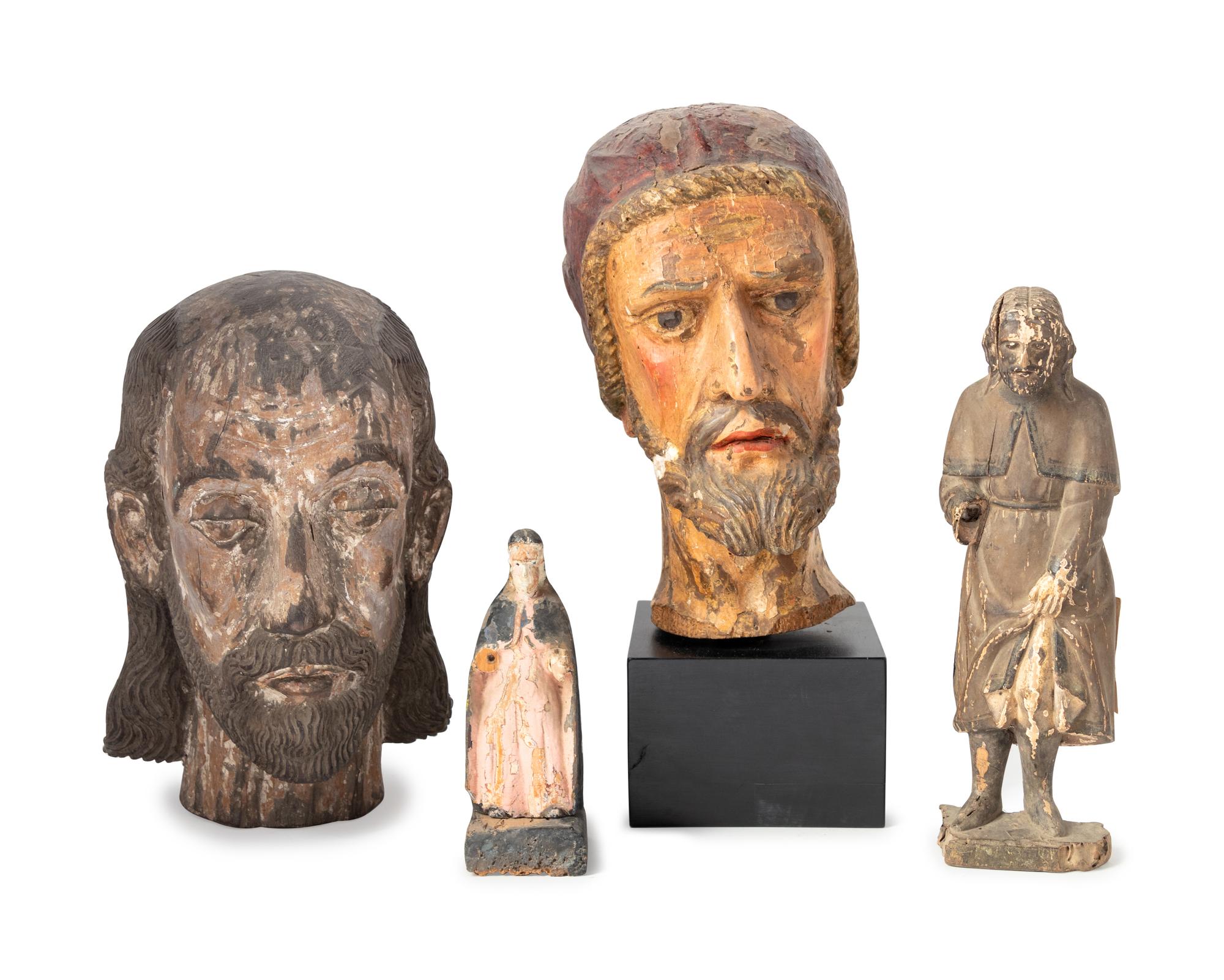 Four Continental Carved and Painted Wood Articles