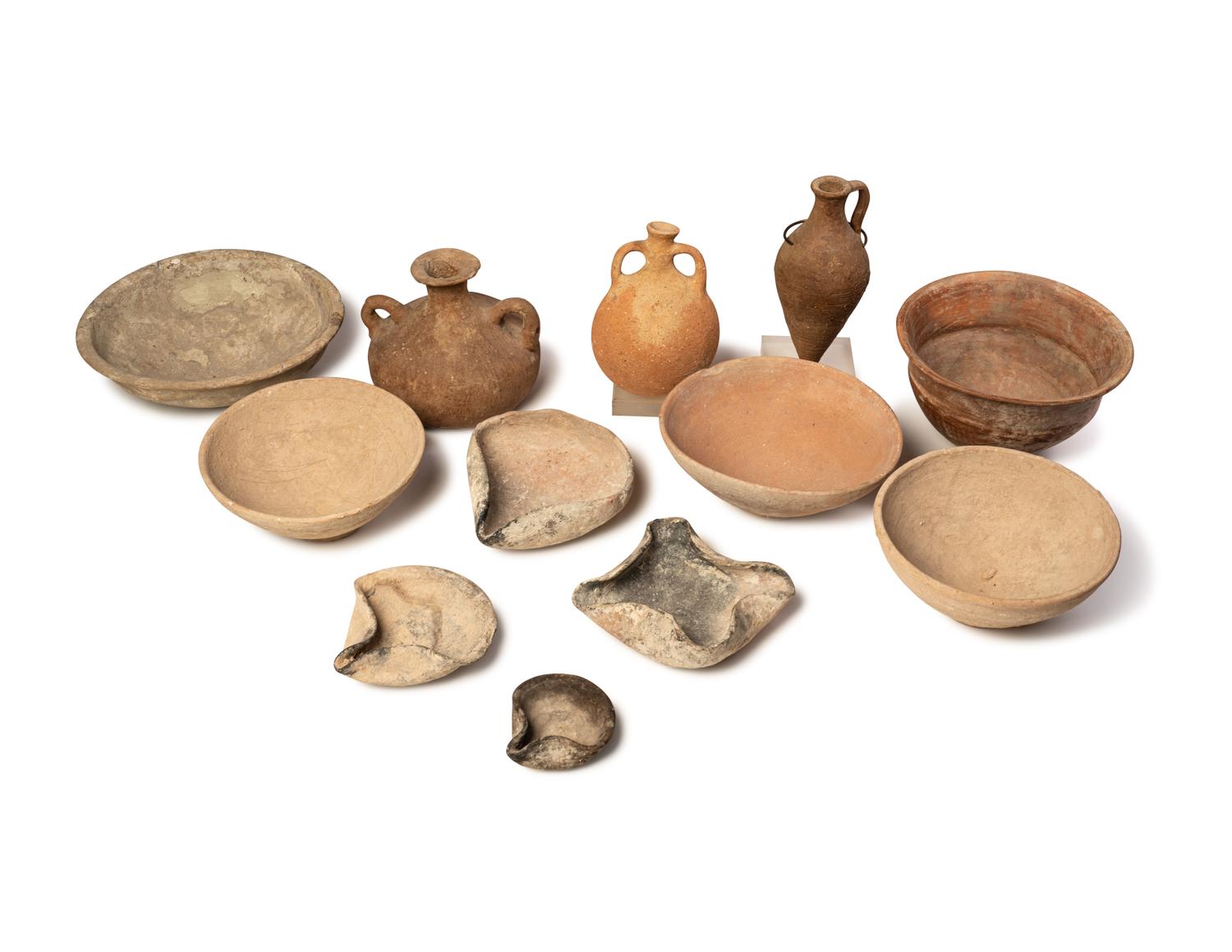 A Group of 15 Roman Pottery Vessels and Oil Lamps