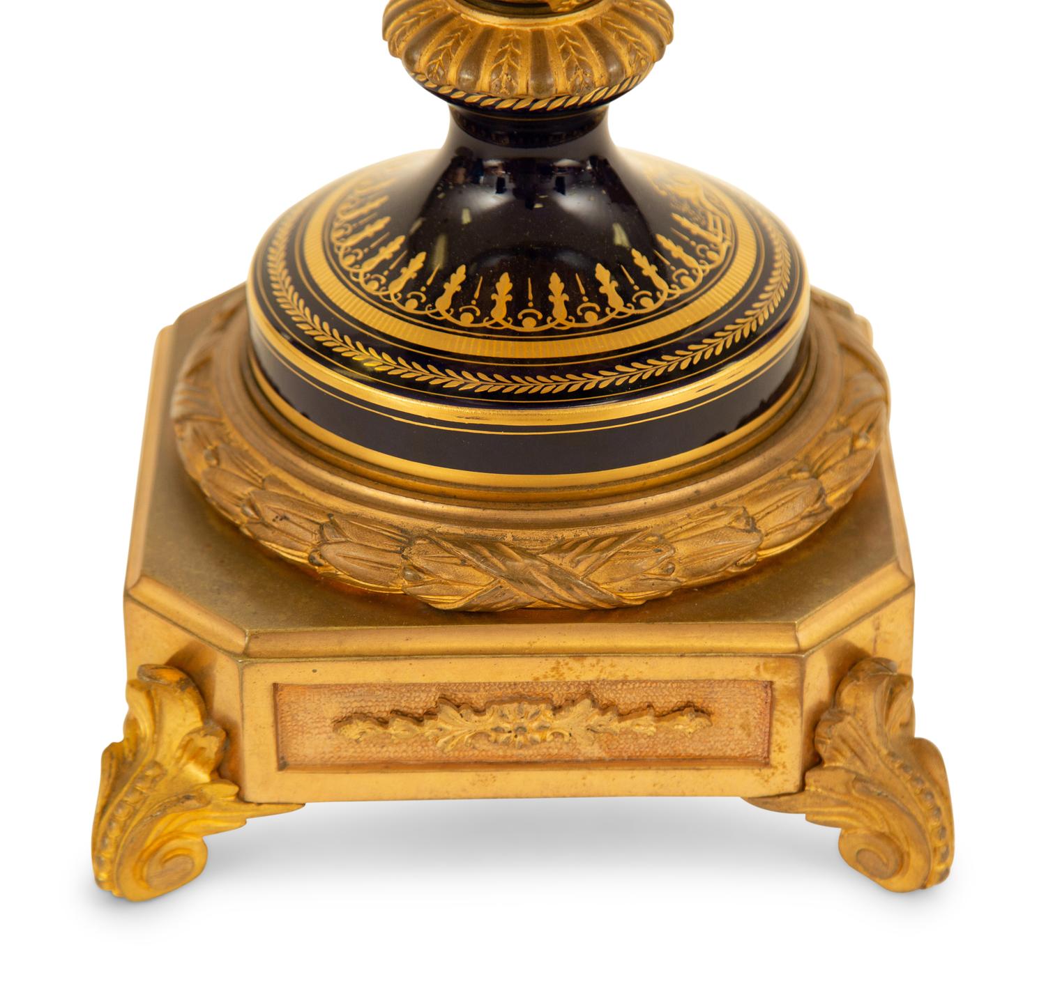 A Sèvres Style Gilt Metal Mounted Porcelain Urn and Cover