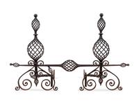 A Pair of Continental Iron Baluster-Twist Andirons