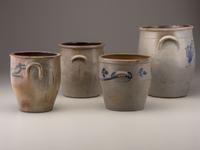Four Cobalt Decorated Stoneware Crocks