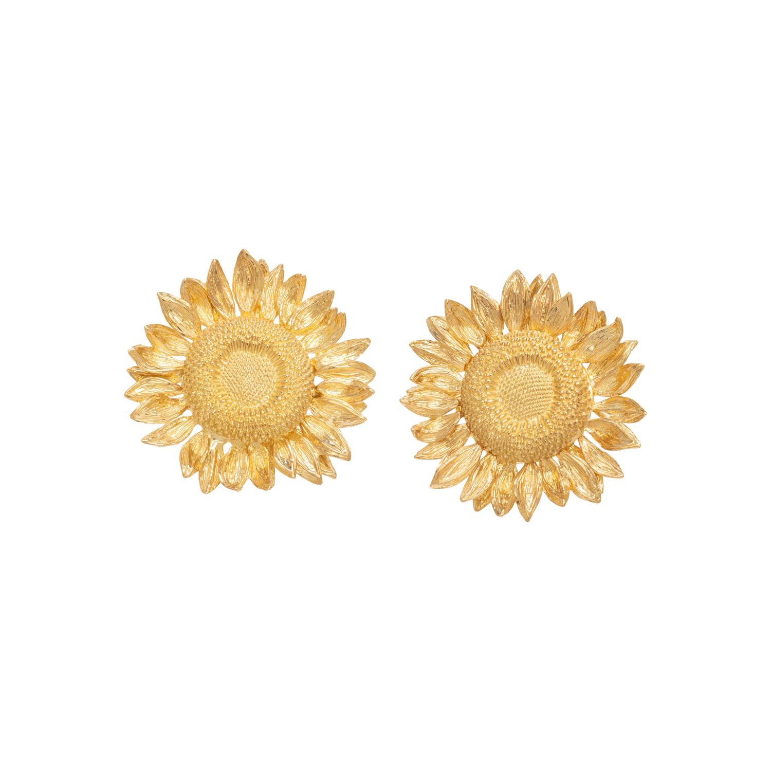 ASPREY, YELLOW GOLD 'SUNFLOWER' EARCLIPS