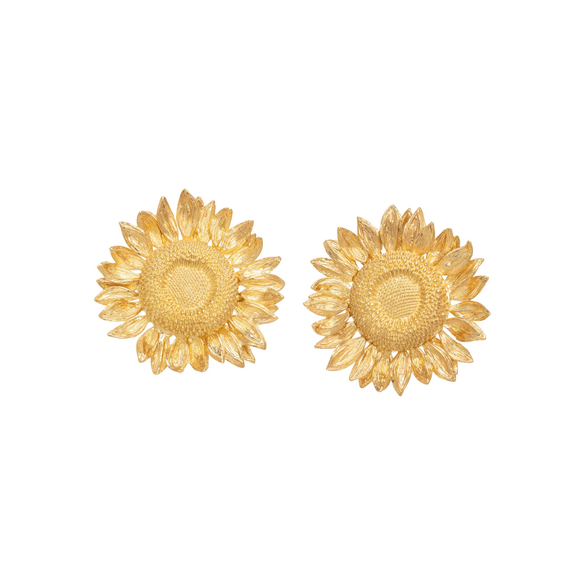 ASPREY, YELLOW GOLD 'SUNFLOWER' EARCLIPS