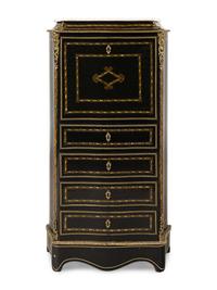 RELEASED TO OWNER -- A Napoleon III Style Inlaid and Marble-Top Secrétaire à Abbatant