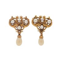Chanel Faux Pearl Drop Filigree Ear Clips, 1983