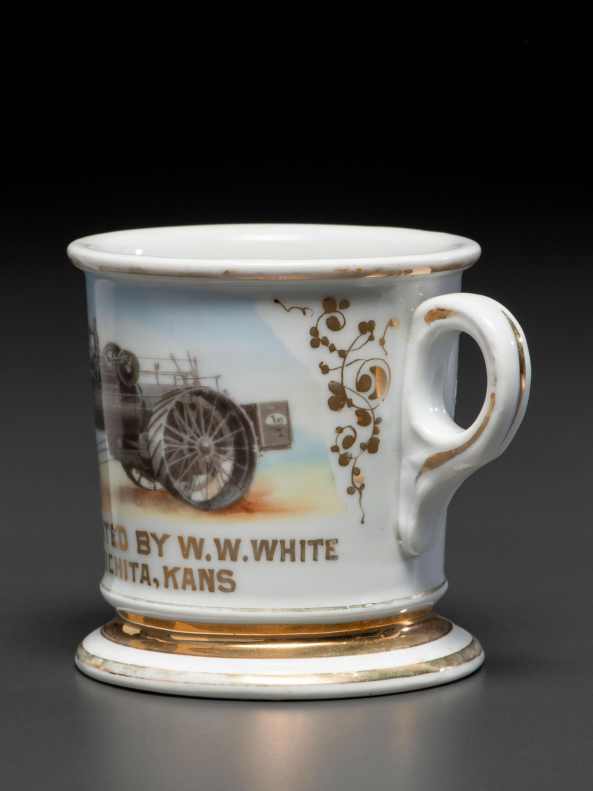 A Tractor Salesman's Porcelain Occupational Shaving Mug Belonging to Wallace White