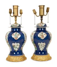 A Pair of Chinese Porcelain Covered Jars