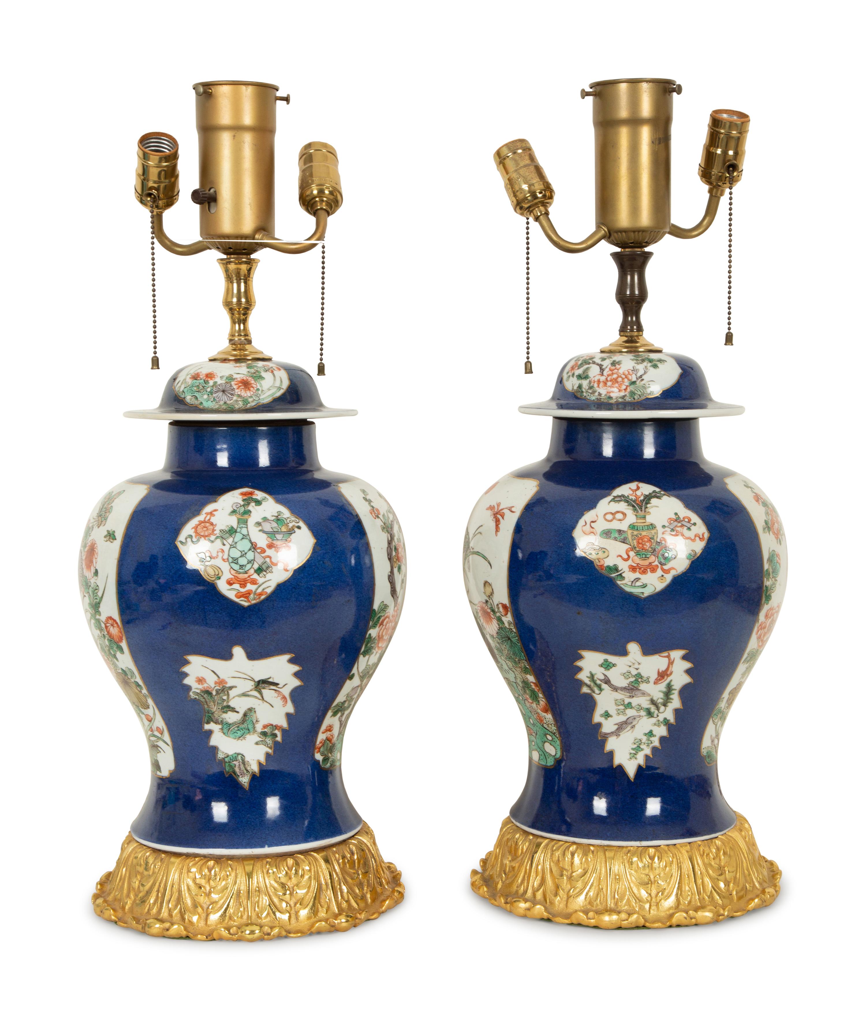 A Pair of Chinese Porcelain Covered Jars