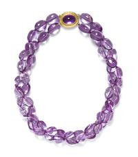 An 18 Karat Yellow Gold and Amethyst Bead Necklace, Elizabeth Locke,